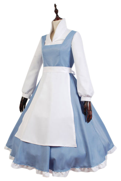 Beauty and The Beast Belle Cosplay Costume Maid Dress Halloween Outfit for Women