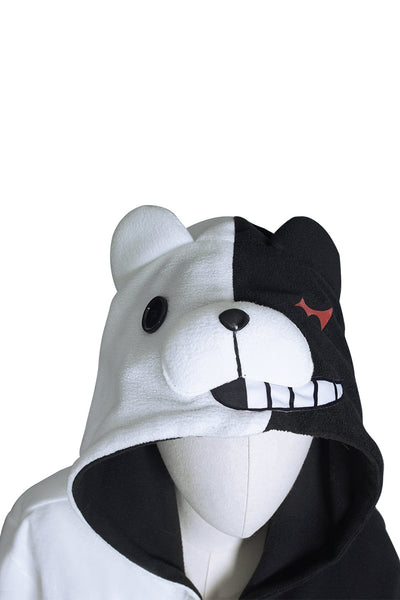 Monokuma Pajamas Adult Anime Fleece Onesies Black and White Bear Cosplay Costume Jumpsuit Sleepwear