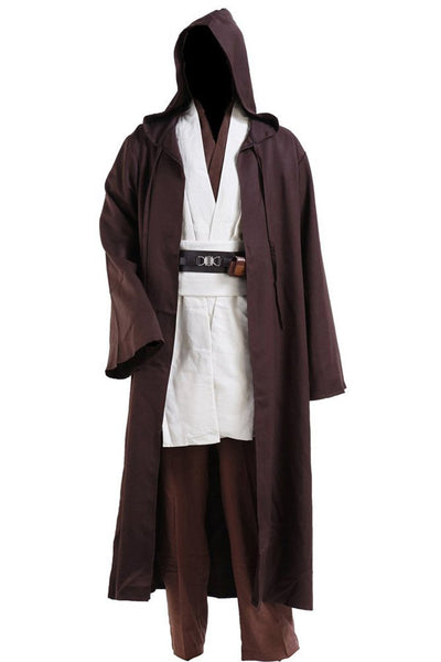 Mens Jedi Costume Adult Movie Cosplay Medieval Outfit Halloween Tunic Hooded Uniform Full Set