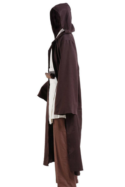 Mens Jedi Costume Adult Movie Cosplay Medieval Outfit Halloween Tunic Hooded Uniform Full Set