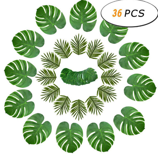 Artificial Palm Leaves Plant Faux Leaf Summer Hawaiian Tropical Beach Birthday Wedding Party Table Supplies Decorations