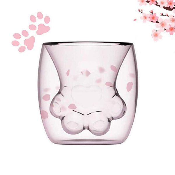 Cat Paw Claw Mug Cute Double Glass Drink Cup