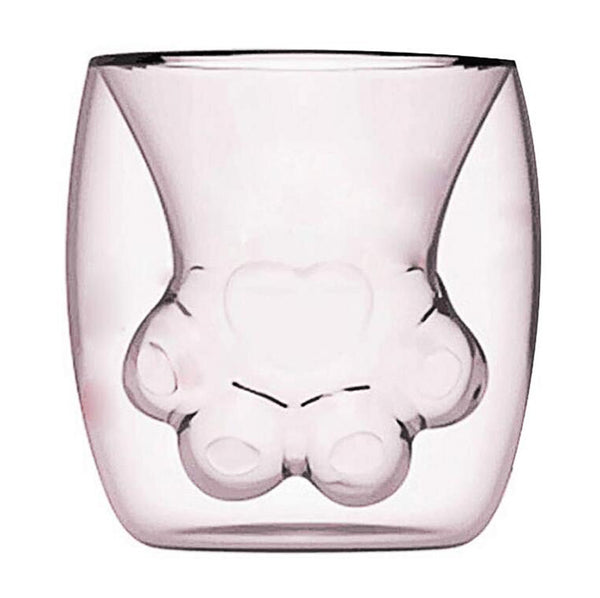 Cat Paw Claw Mug Cute Double Glass Drink Cup