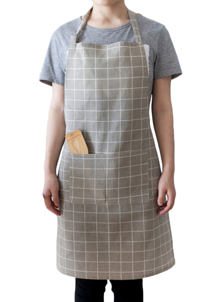 Men & Women Anti-stain Plaid Work Aprons Oil-proof Heavy Duty for Chef Kitchen Restaurant Cooking BBQ