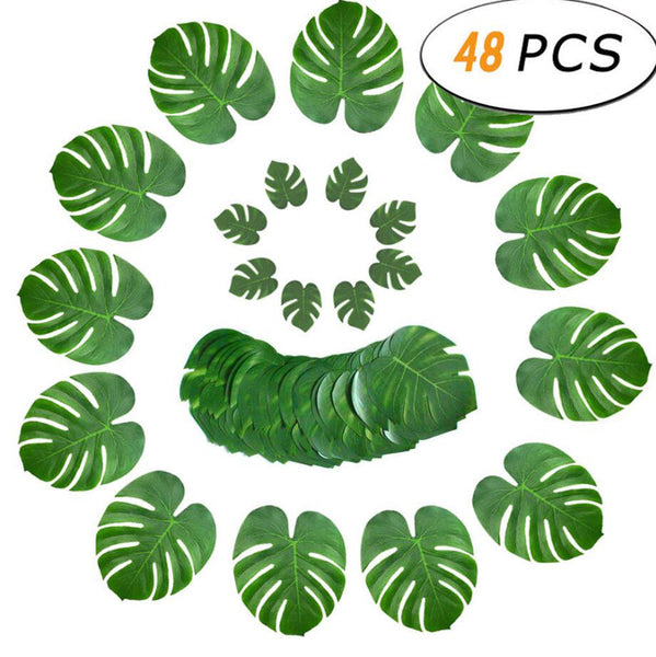 Artificial Palm Leaves Plant Faux Leaf Summer Hawaiian Tropical Beach Birthday Wedding Party Table Supplies Decorations