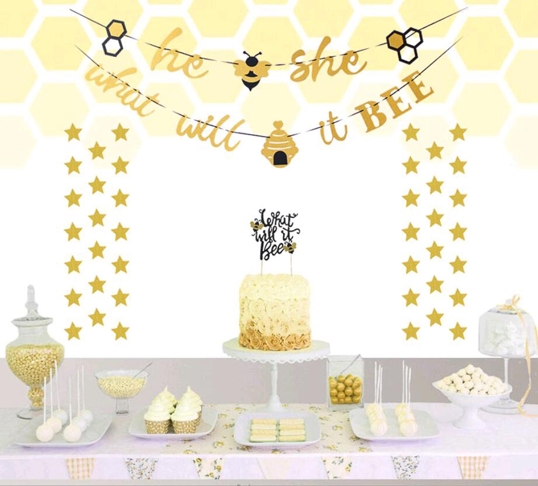 Baby Shower Party Supplies Kits Boy or Girl What Will It Bee Banner Oh Baby Neutral Baby Shower Decorations Set