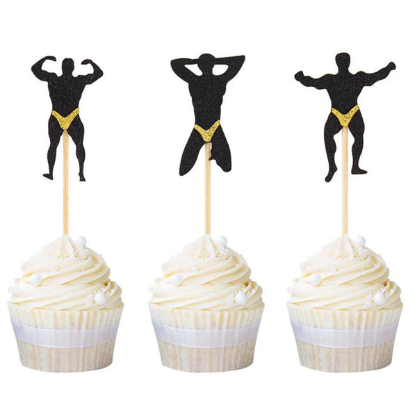 12 Pack Boy & Men Cupcake Toppers Muscle Basketball Cupcake Donut Decor for Sports Team Party