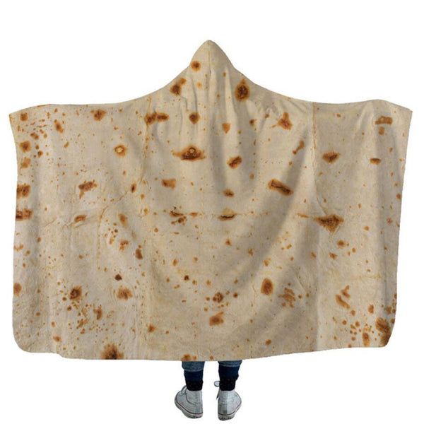 Tortilla Blanket Hoodie Wearable Burrito Blanket Super Soft Double Layer Bathrobe