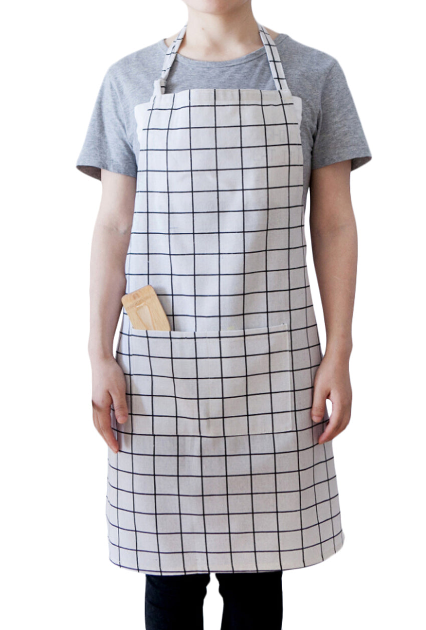 Men & Women Anti-stain Plaid Work Aprons Oil-proof Heavy Duty for Chef Kitchen Restaurant Cooking BBQ