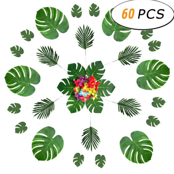 Artificial Palm Leaves Plant Faux Leaf Summer Hawaiian Tropical Beach Birthday Wedding Party Table Supplies Decorations