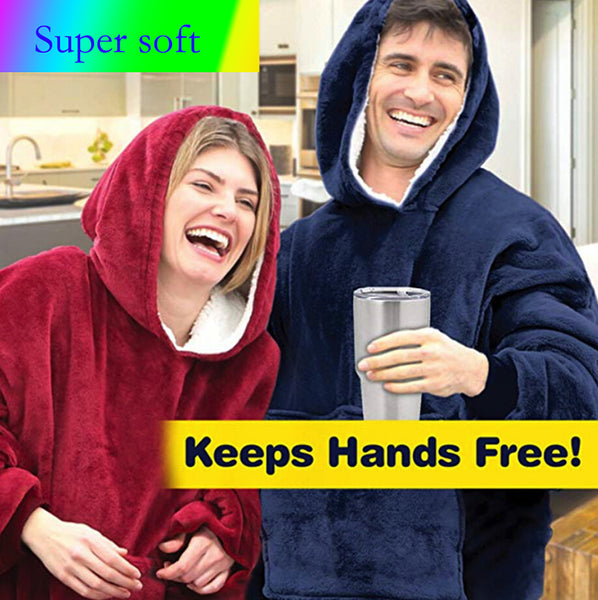 Super Soft Huggle Hoodie Warm and Comfortable Sherpa Blanket Sweatshirt Robe Pullover for Adult and Teen