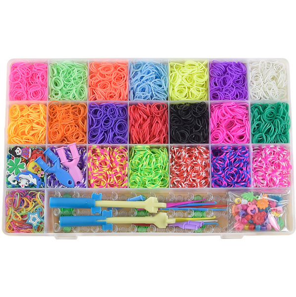 Upgrade Rainbow Rubber Bands Refill Kits, 6800+ Loom Bands in 22 Colors, 50 Beads, 10 Small Crochets, 10 Pendants, 100 S Buckles, 1 Large Loom, 2 Plastic Crochets, 4 U-shaped Slingshot Looms