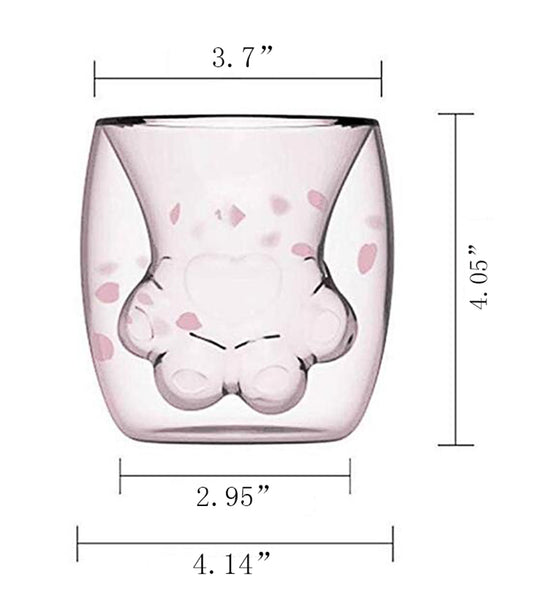 Cat Paw Claw Mug Cute Double Glass Drink Cup