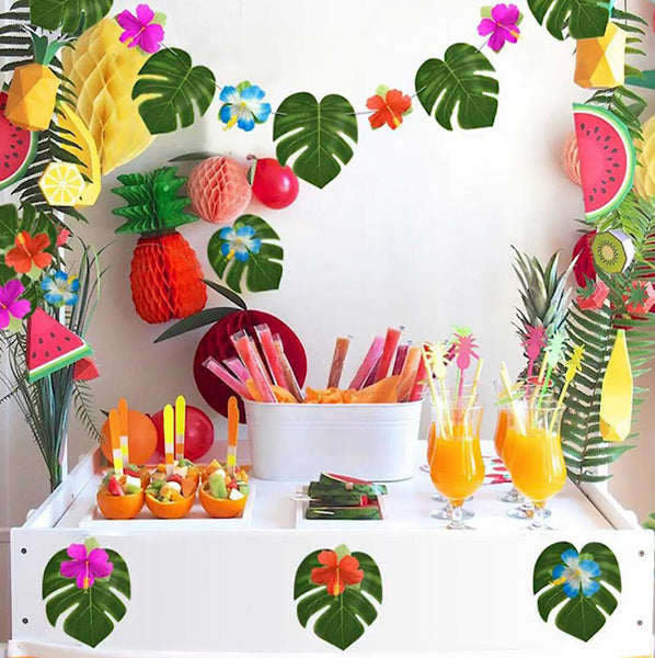 Artificial Palm Leaves Plant Faux Leaf Summer Hawaiian Tropical Beach Birthday Wedding Party Table Supplies Decorations