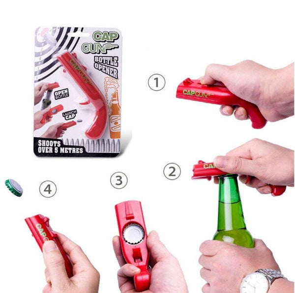 Gun Bottle Opener Cap Launcher Shooter for Beer Openers - Shoots Over 5 Meters