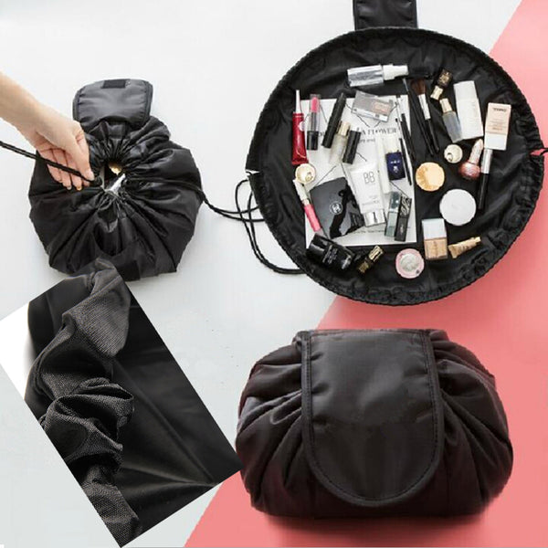 Portable Lazy Makeup Travel Bag, Fashion Large Capacity Cosmetic Bag Waterproof Drawstring Quick Pack Storage Toiletry Bag