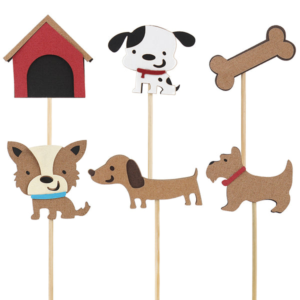 Dogs Party Cupcake Toppers Donut Decor for Pet Lovers
