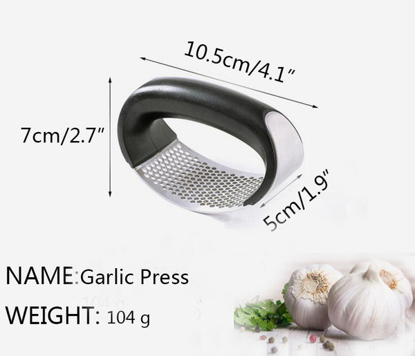 Garlic Press Ginger Rocker New 2019, Useful Stainless Steel Crusher Squeezer with Comfortable Handle, Easy to Use, Durable