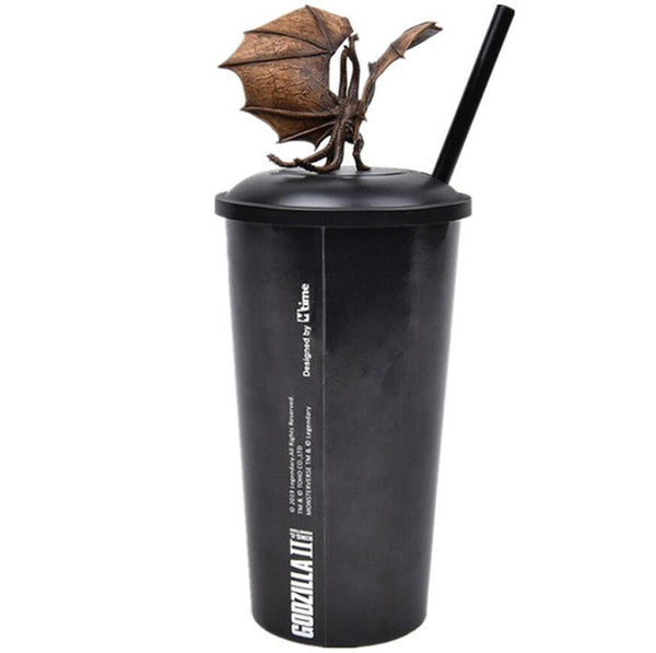 Godzilla Ghidorah Topper Water Cup with Straw Water Bottle Coffee Milk Cup Heat-Resistant Drinking Cups (650ml/20oz)