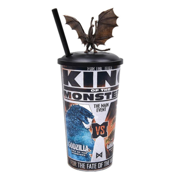 Godzilla Ghidorah Topper Water Cup with Straw Water Bottle Coffee Milk Cup Heat-Resistant Drinking Cups (650ml/20oz)