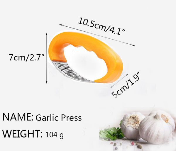 Garlic Press Ginger Rocker New 2019, Useful Stainless Steel Crusher Squeezer with Comfortable Handle, Easy to Use, Durable